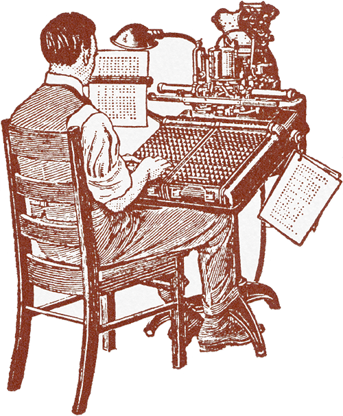 Illustration of Monotype Caster keyboard