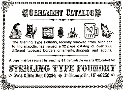 Sterling Type Foundry Ornament Catalog