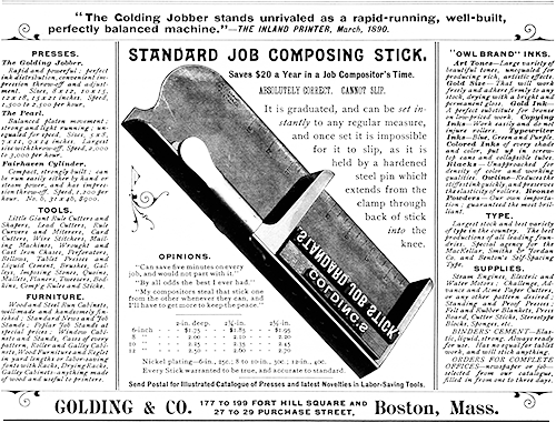 Advertisement of a Standard Job Composing Stick