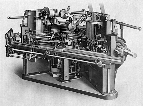 Halftone image of a Lanston's Triangle Monotype machine