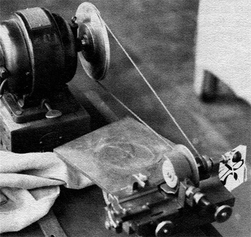 Photograph of a specialed machine to prepare engraving quills.