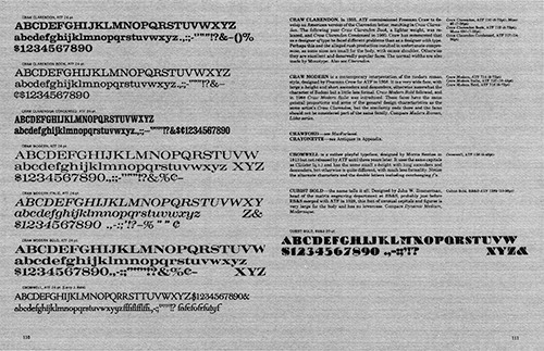 Photograph of specimen example from Amerian Metal Typefaces of the Twentieth Century book.