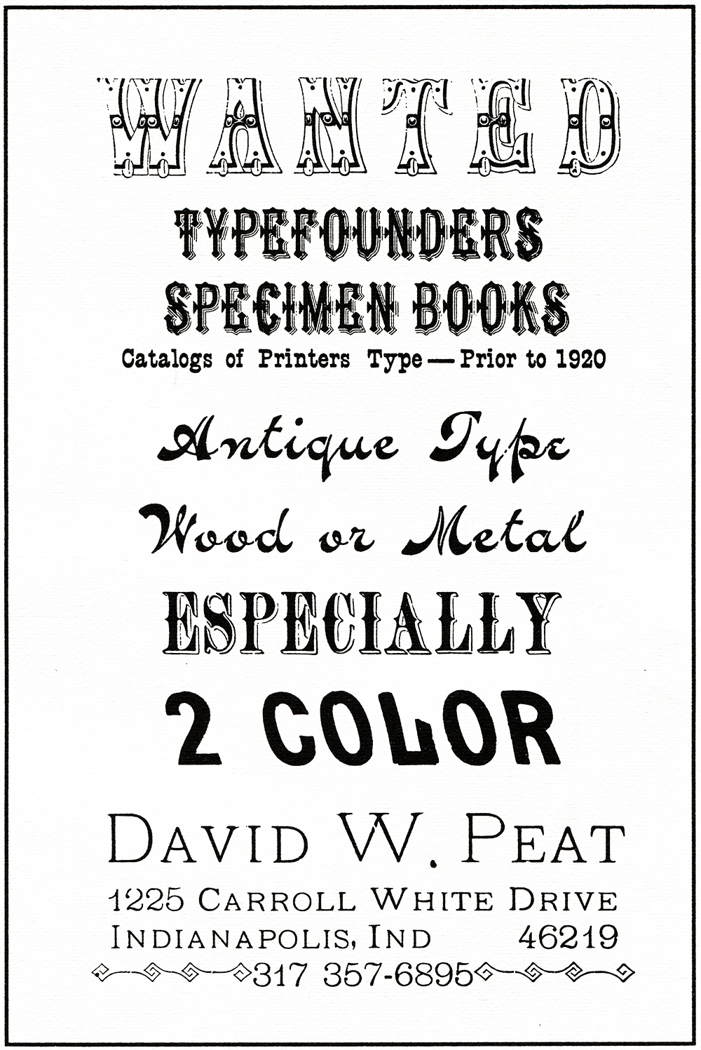 Classified Advertisement by Dave W. Peat