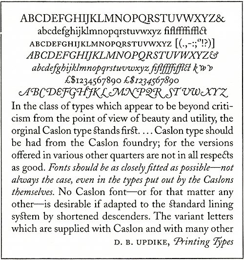 Specimen of Adobe Caslon