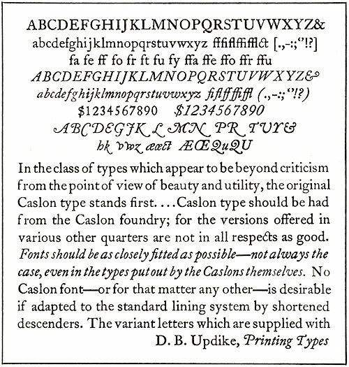 Specimen of Ludlow True-Cut Caslon
