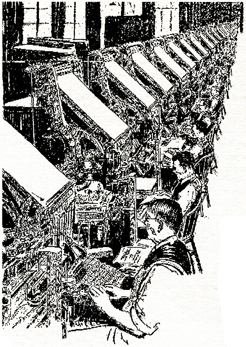 Illustration of 100 Linotypists