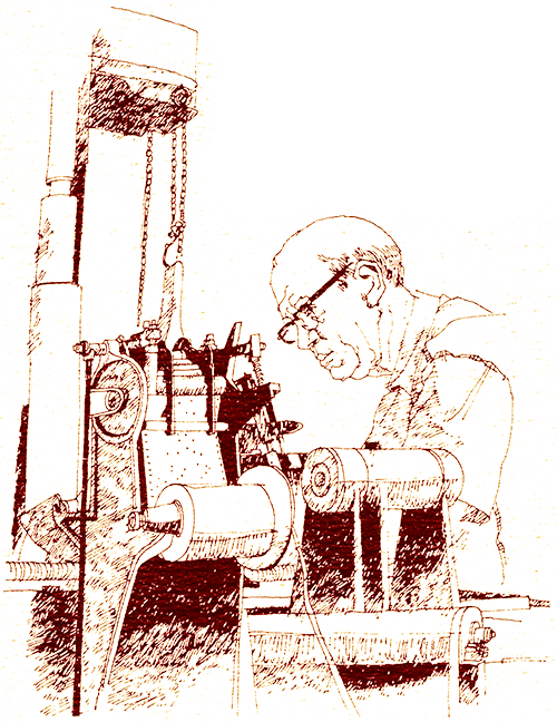 Illustration of a Composition Caster operator