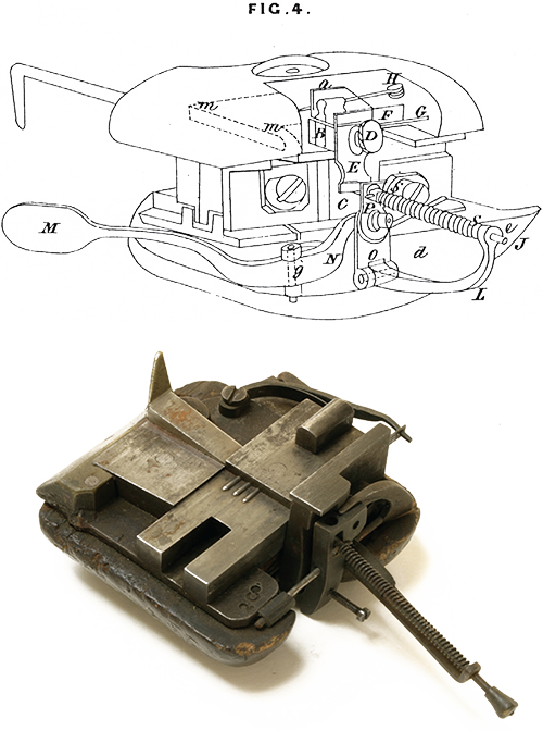 Illustration of Peek's level mold and photograph of similar device