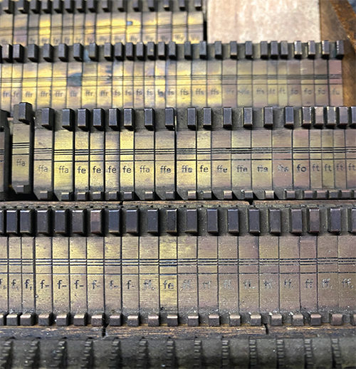 Photograph of ligature and dipthong matrices
