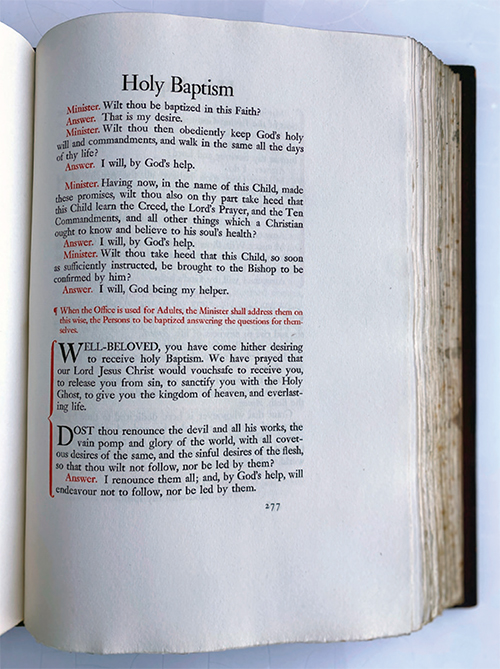 Photograph of the Book of Common Prayer