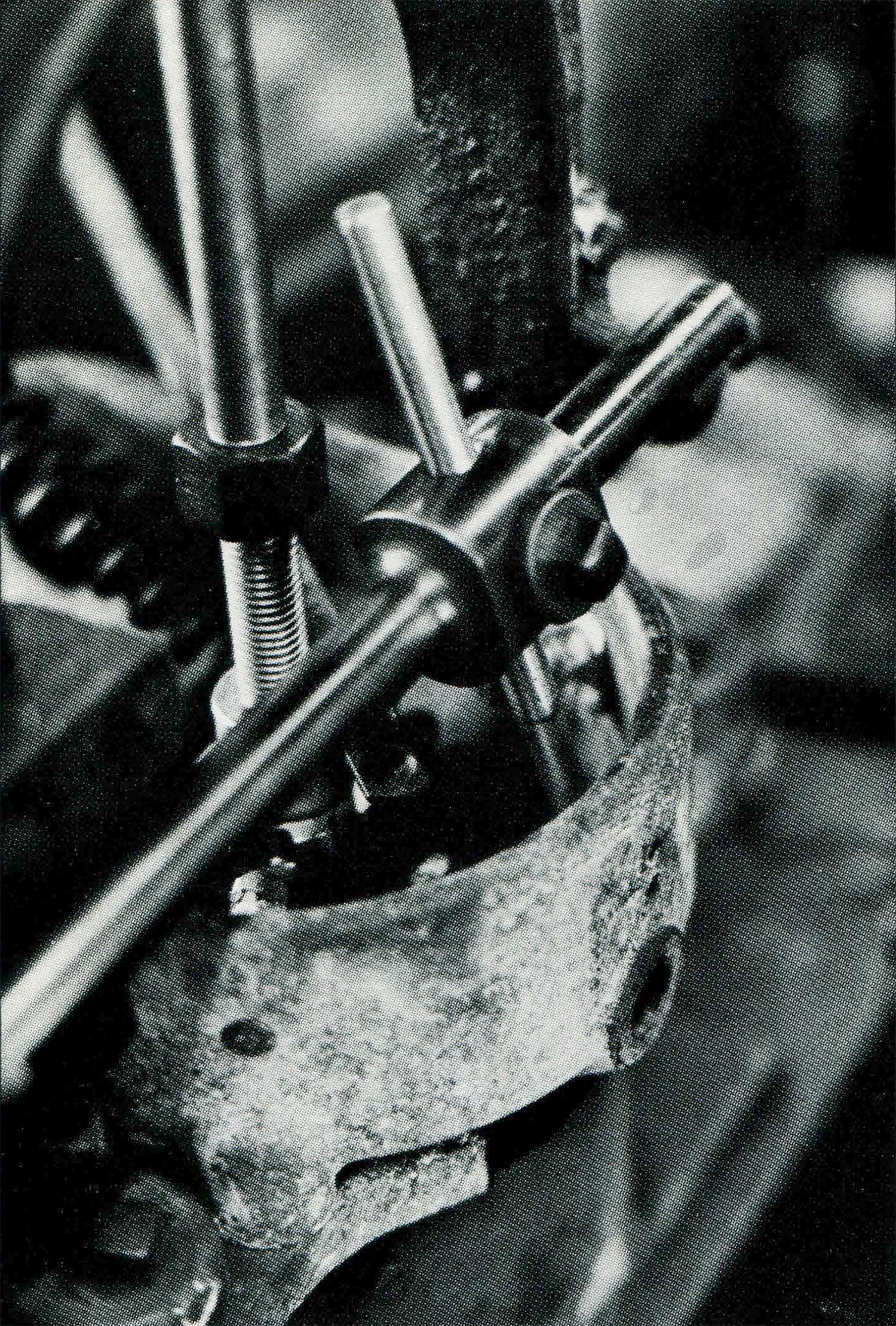 Choker-valve operating arm awaits installation