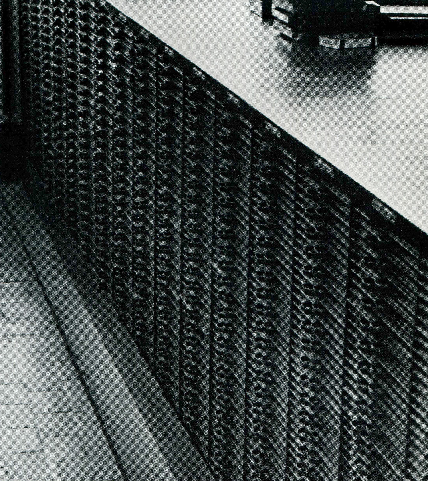 Several rows of catalogued matrix trays