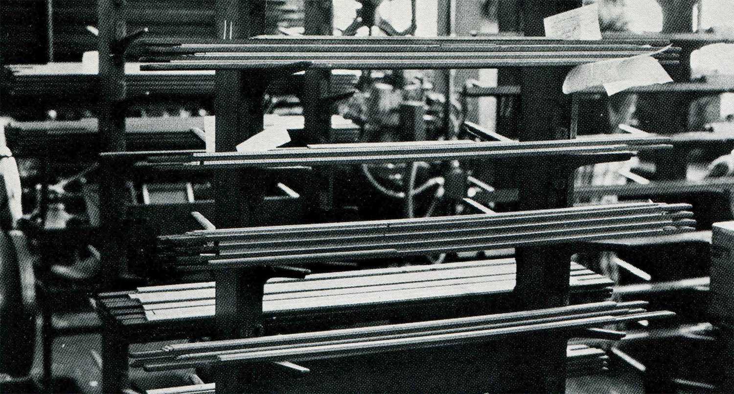 Sticks of long lines of type