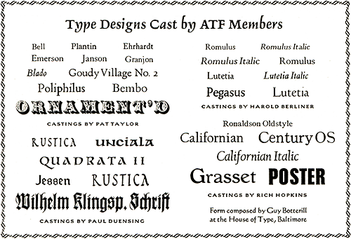 Type designs cast by ATF members