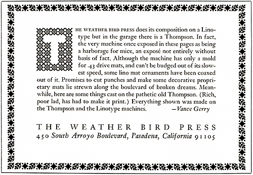 The Weather Bird Press