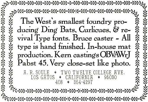 A. R. Soule type foundry