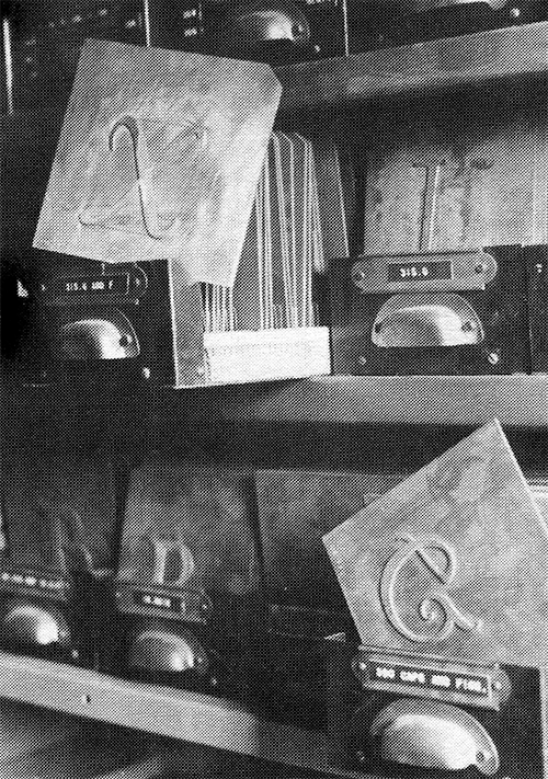 Photograph of drawers of matrices