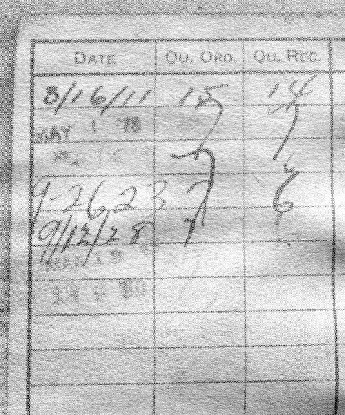 Photograph of a record card