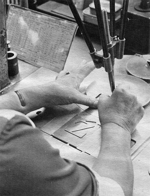 Operator tracing brass patters