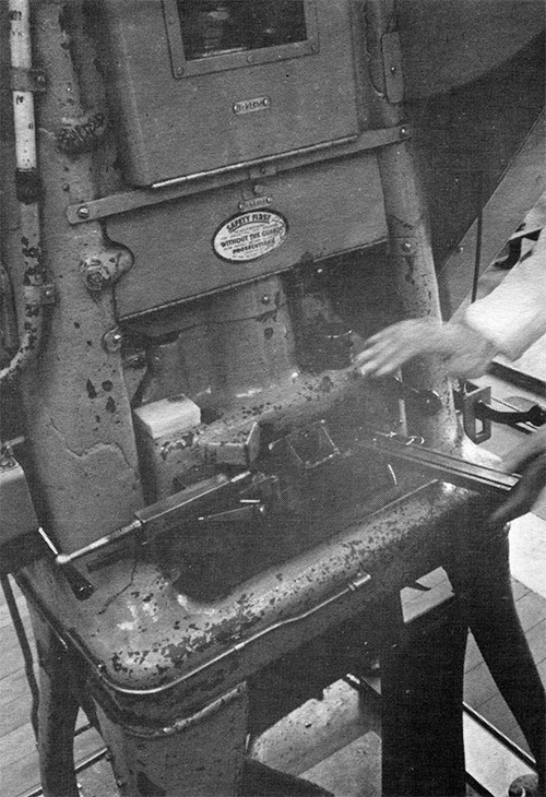 Tray of matrix blanks in a punch press
